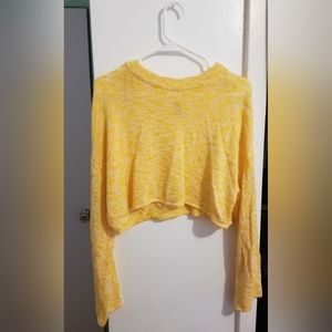 Yellow Knitted Cropped Sweater